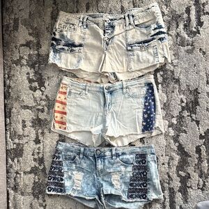 Bundle Hippie Laundry Women's Jean Shorts - Cream, Light Blue, Blue